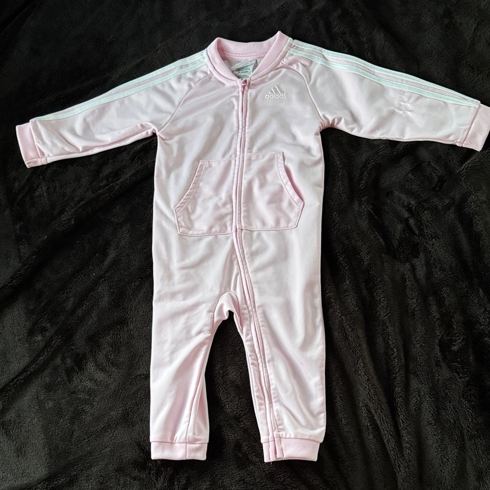 Adidas Light Pink Kids Footie with White Stripes